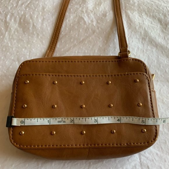 Punchcase Tan Leather Crossbody w/ Gold Accents - Picture 2 of 6